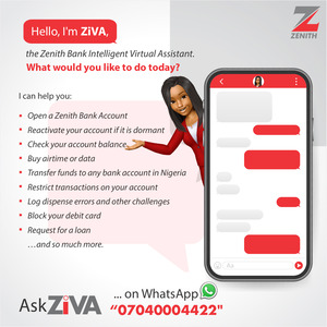 zenith bank customer care whatsapp number